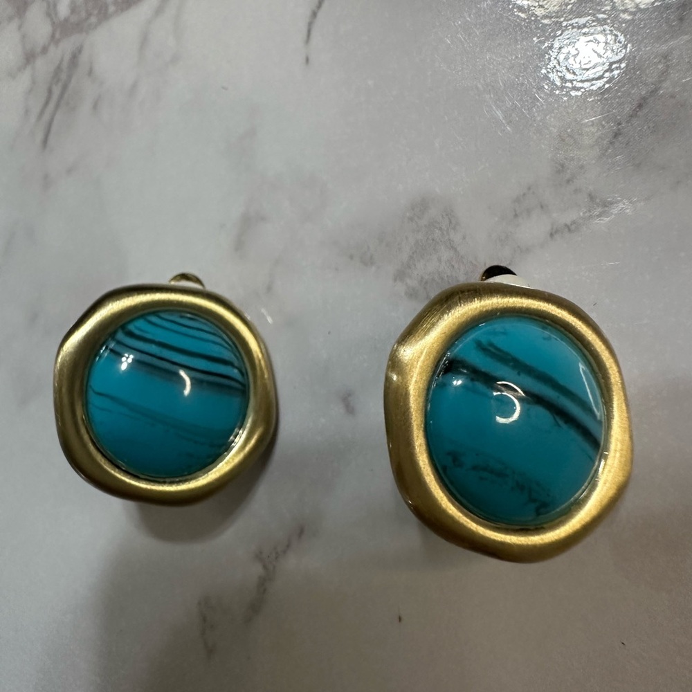 Karen Kane Gold Earrings with Turquoise Accents